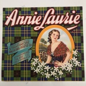 VTG Orange Crate Art Label 10x11” Strathmore Packing~Tulare, CA